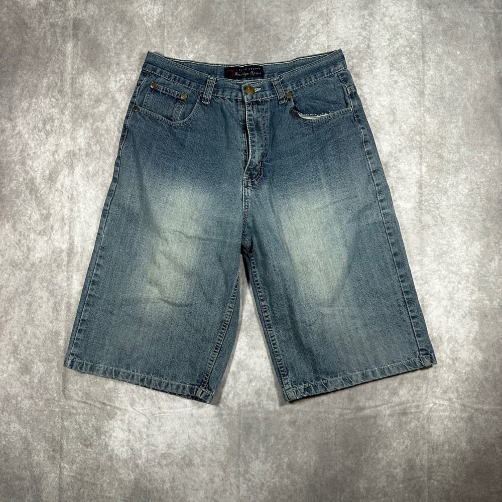 VTG Brooklyn Xpress Mens Baggy Denim Shorts 34 Embroidered Y2K Hip Hop Jorts